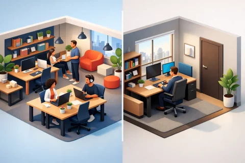 Diferencia entre coworking y oficina privada